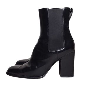 Gucci Y2K VTG Classic Black Leather Sz 10B Chunky Heel Chelsea Ankle Boots